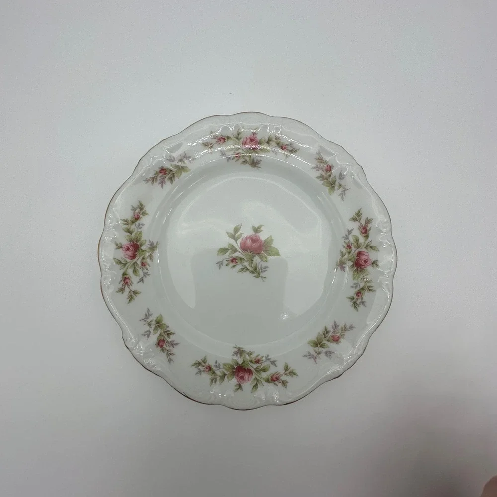 Johann Haviland Bavaria Moss Rose Bread and Butter Plates Set of 5 Gold Trim